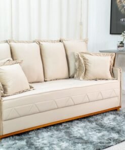 Sofá 3 lugares Vican Veludo Bege 5002 Larg. 2.00m - Molas Bonnel