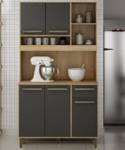 Armário Kit de Cozinha Ametista 5 portas - Cinamomo/Grafite