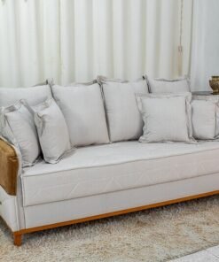 Sofá 3 lugares Vican Linho Bege 5044 Detalhe 05 Larg. 2.00m - Molas Bonnel