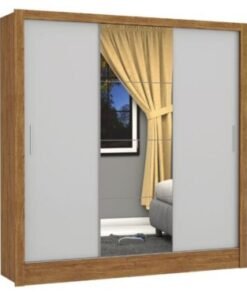 Guarda-Roupa Dubai Plus c/ espelho 3 portas e 3 gavetas - Cinamomo/Off White