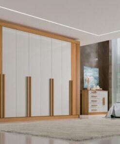 Guarda-Roupa Daymond 8 Portas e 8 Gavetas - Cinamomo Ripado/Off White