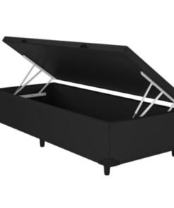 Base Box Baú ortobello solteiro - Preto Corino