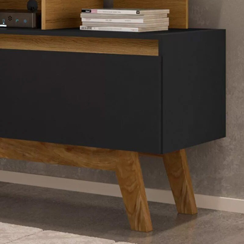 Rack Bancada Rubi Larg. 1.20m Cinamomo/Preto para TV até 50" - Bechara - Imagem 4