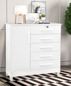 Cômoda Vitória 5 gavetas 1 porta - Branco