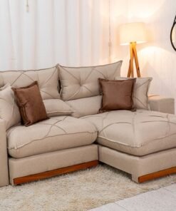 Sofá Retrátil Reclinável Gran Bello 2.50m Linho Bege - Molas Ensacadas