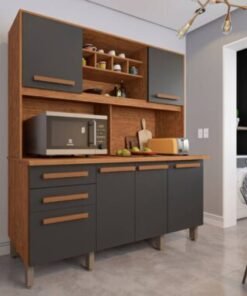 Armário Kit de Cozinha Luna 6 Portas 2 Gavetas - Cinamomo/Grafite