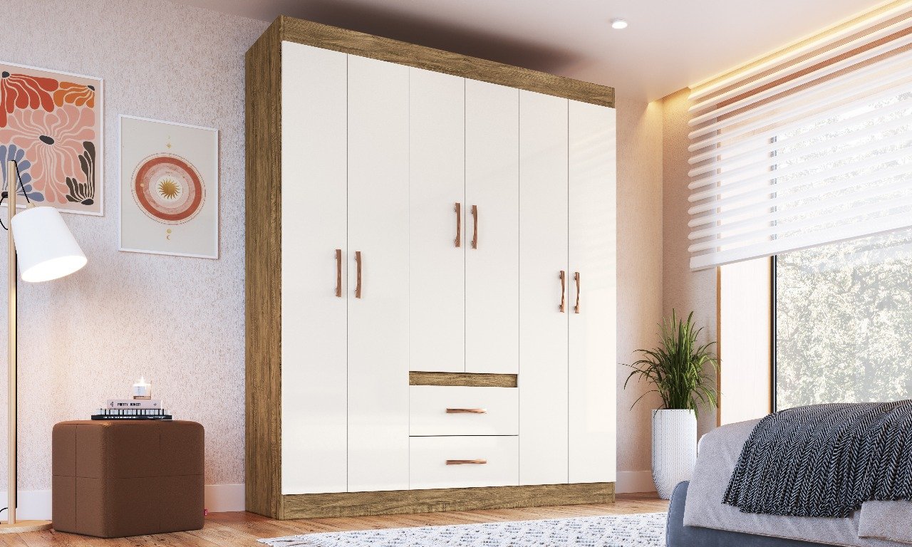 Guarda-Roupa Montevidéu - Off White/Nogueira