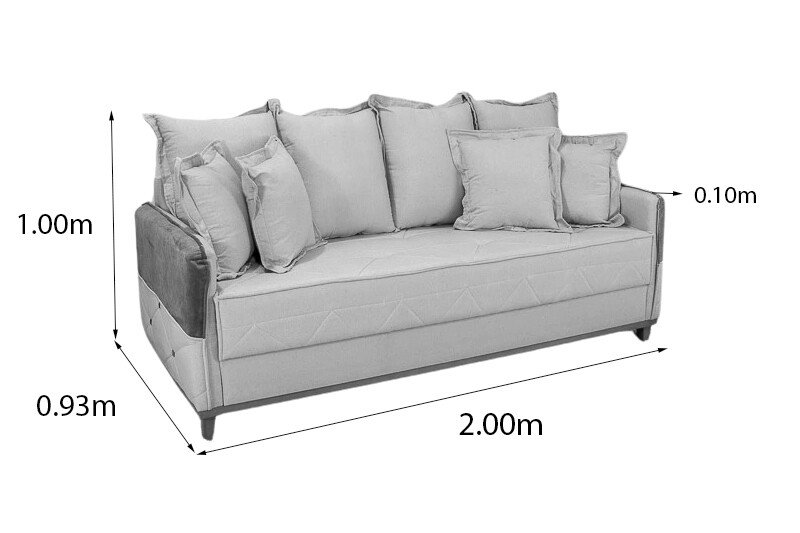 Sofá 3 lugares Vican Linho Bege 5044 Detalhe 05 Larg. 2.00m - Molas Bonnel - Imagem 8