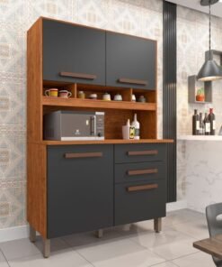 Armário Kit de Cozinha Sofia 4 Portas 2 Gavetas - Cinamomo/Grafite