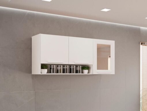 Armário de Cozinha Aéreo New Valência 3 portas Reflecta 1,20m - Branco