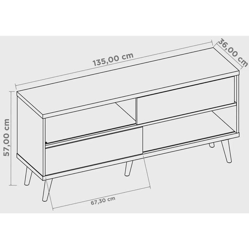 Rack Bancada NT 1180 Larg.1.35m Freijó/Preto para TV até 50" - Notável - Imagem 5