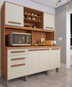 Armário Kit de Cozinha Luna 6 Portas 2 Gavetas - Cinamomo/Off White