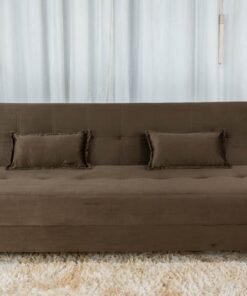 Sofá Cama Arpoador Veludo Marrom Larg. 1.85m