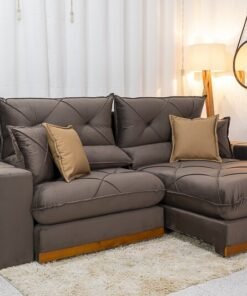 Sofá Retrátil Reclinável Gran Bello 2.30m Veludo Marrom 19 - Molas Ensacadas Pocket