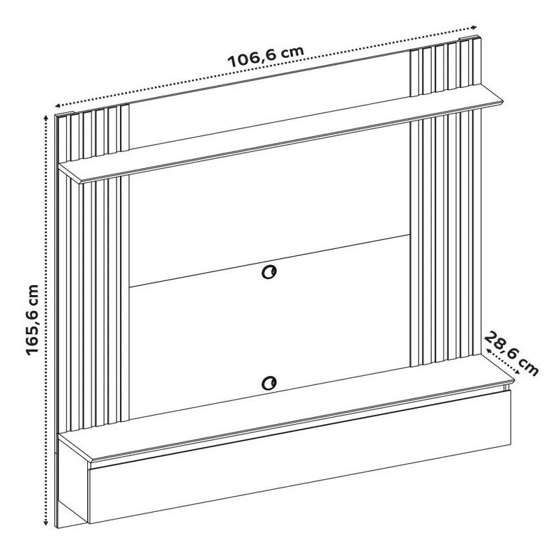 Painel NT 1365 Larg. 1.60m Off/Freijó C/ Detalhe Ripado para TV até 65" - Notável - Imagem 4