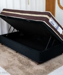 Box Baú Solt. Nature + Colchão Solt. Livina 88x188x25 D33 e Molas Ensacadas - Orthoside