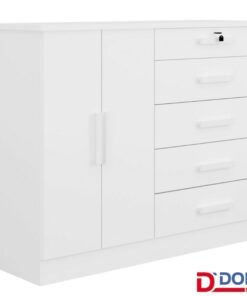 Cômoda New Athos Branco 5 Gavetas e Sapateira Larg. 1.36m - D Doro