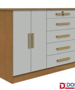 Cômoda New Athos Cinamomo/Off 5 Gavetas e Sapateira Larg. 1.36m - D Doro