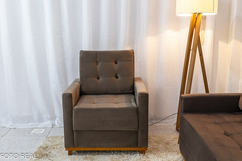 Sofá Áustria 3 Lugares + Poltrona Áustria Marrom A17 - Imagem 3