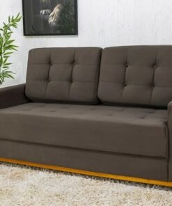 Sofá 3 lugares Living Áustria Veludo Marrom A17 Larg. 1.70m