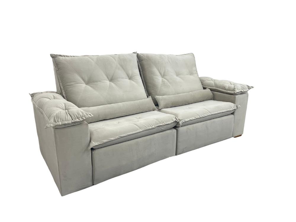 Sofá Retrátil Reclinável Las Vegas 2.30m - Bege Veludão - Imagem 5