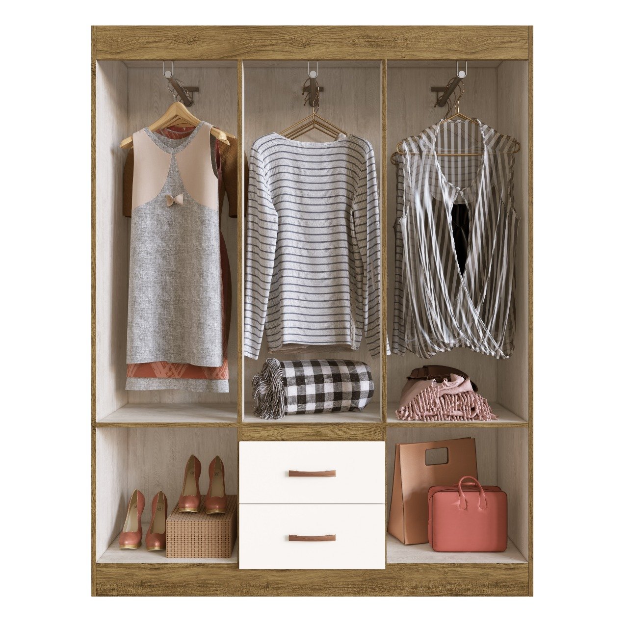 Guarda-Roupa Montevidéu - Off White/Nogueira - Imagem 3