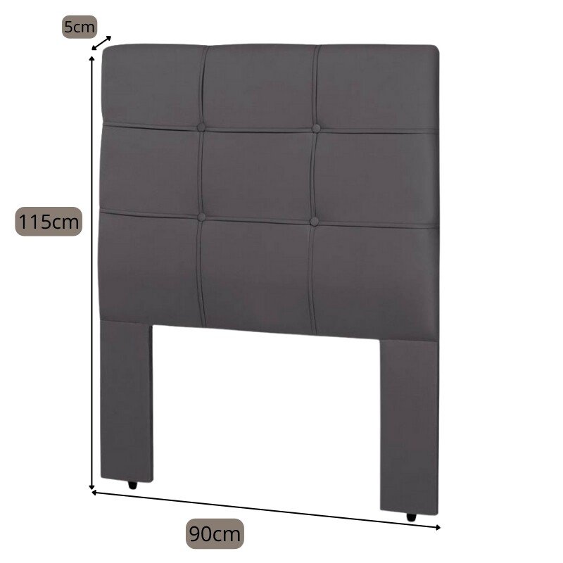 Cabeceira Cama Box Solteiro 0,90 Eslovênia Veludo Cinza - Imagem 2