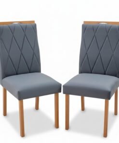 2 Cadeiras Lisboa Cinza 507 Madeira Maciça Art Assento - Entregue Montada