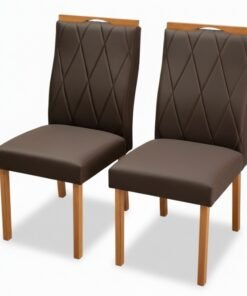 2 Cadeiras Lisboa Veludo Marrom 509 Madeira Maciça Art Assento - Entregue Montada