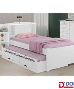 Cama Solteiro Milênio Branca Cabeceira C/ Baú - D Doro