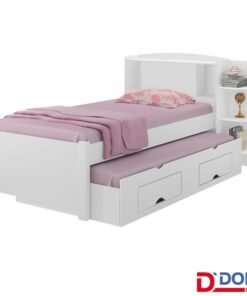 Cama Solteiro Milênio + Cama Auxiliar 2 Gavetas Branca - D Doro