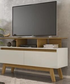 Rack Bancada Rubi Larg. 1.20m Cinamomo/Off para TV até 50" - Bechara