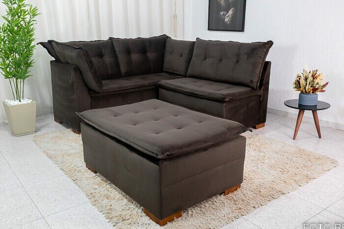 Sofá de Canto Vênus Veludo 3 em 1 Marrom 524 - Imagem 3