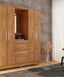 Guarda-Roupa Capelinha Lyon 4 portas com espelho - Cedro