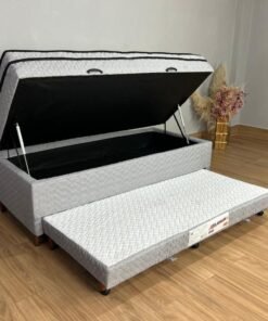 Cama Box Baú Sublime Molas Solteiro Com Auxiliar -  88X188X57