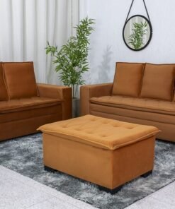 Sofá 3 e 2 lugares França com Puff Veludo Terracota A62 Larg. 1.86m