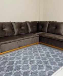 Sofá de Canto 2 x 3 Lugares Malibu  - Marrom Veludo