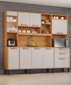 Armário Kit de Cozinha Nápoles 2,20m - Cinamomo/Off White