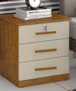 Mesa de cabeceira 3 gavetas Ref.: 011 - Cinamomo/Off white