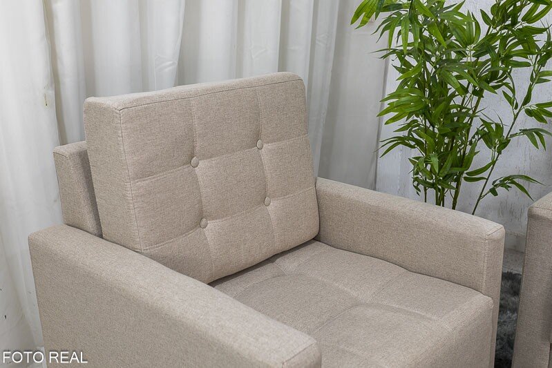 Sofá Áustria 3 Lugares + Poltrona Áustria Bege A57 - Imagem 7