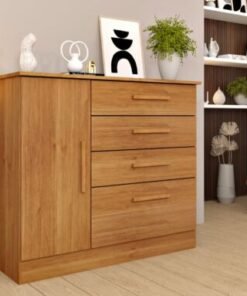 Cômoda Sapateira Chicago 4 Gavetas 1 Porta Tcil - Cinamomo