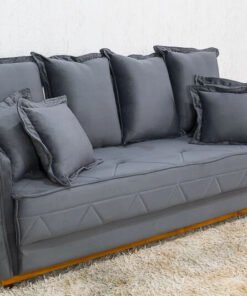 Sofá 3 lugares Vican Veludo Cinza 5001 Larg. 2.00m - Molas Bonnel