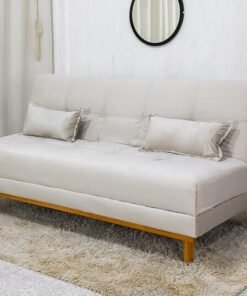 Sofá Cama Madrid Veludo Bege 2269 Larg. 1.80m - Molas Bonnel