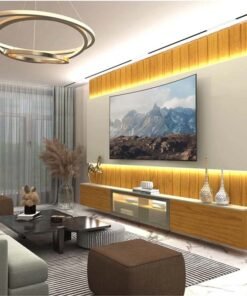 Home Suspenso Soberano Larg. 2.60m Nature/Off Reflecta C/ Led Ripado 100% MDF para TV até 85" - Gelius