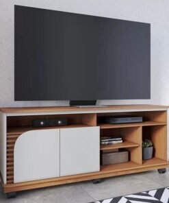 Rack Bancada Jurerê Larg. 1.50m Freijó/Off White para TV até 65"- Colibri