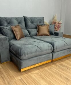Sofá Retrátil e Reclinável Gran Bello - Cinza Veludo (LARGURA 2.10)