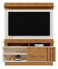 Home Goiás Larg. 1.50m Off/Amêndoa C/ Detalhe Ripado para TV até 55" - Mobler