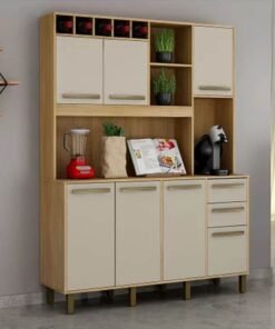 Armário de Cozinha Granada Cinamomo/Off White Larg. 1.46m Valdemoveis