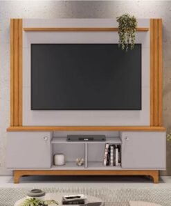 Home Bálsamo Larg. 1.50m Cinamomo/Off C/ Detalhe Ripado para TV até 65" - JCM