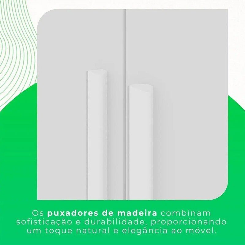 Roupeiro Casal Recife Branco 6 Portas C/Pés Larg. 1.80m - Sallêto - Imagem 6